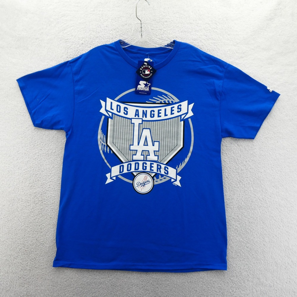 Starter Shirt Mens Large Los‎ Angeles Dodgers Blue Graphic Cotton Blend MLB Logo